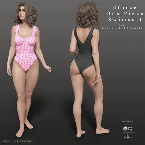 dForce One Piece Swimsuit for G8F and G8.1 F - Free Daz Content by Suli