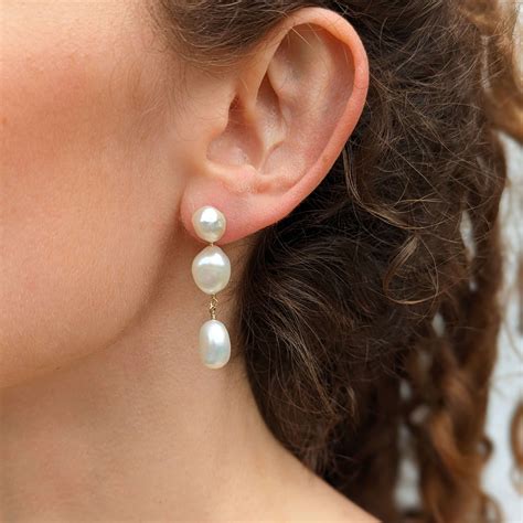 pearl drop earrings bridal pearl jewellery kiri belle