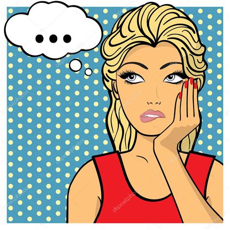 Young woman, lady shows dreaminess, muse. Comic style — Stock Vector ...
