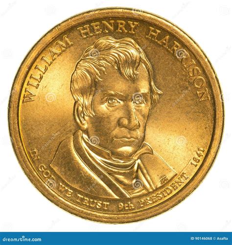 William Henry Harrison Golden One Dollar Coin Stock Photo - Image of ...