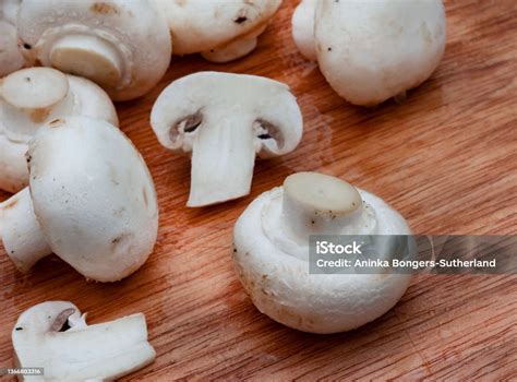 white button mushrooms stock photo  image  close
