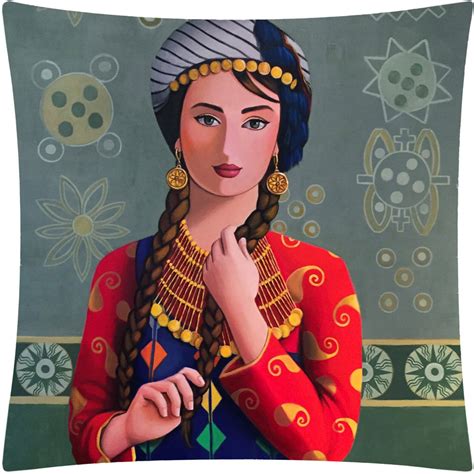 Art Cushion Cover of 'chaldean Woman' by Nadia Osi. Organic Cotton ...