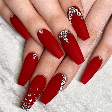 Sparkle And Shine With Red Nails Design With Diamonds | The FSHN