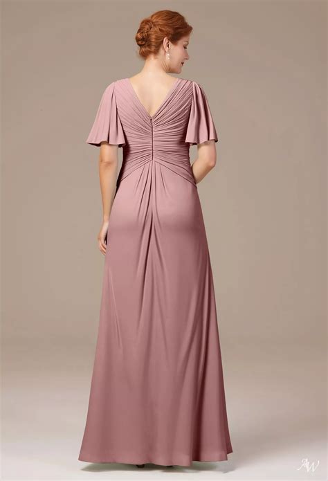 AW Tori Dress, Rust Chiffon Floor Length V-Neck Mother of the Bride
