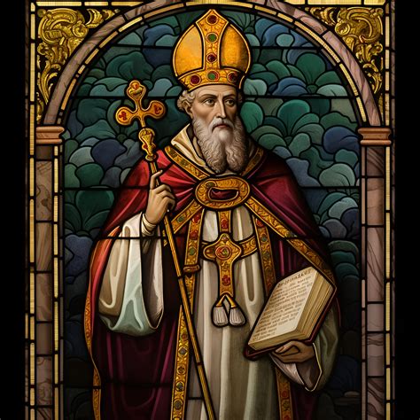 Saint Augustine of Hippo in Stained Glass, Digital Art, Digital Print