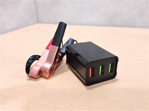 USB зарядное устройство для телефона с крокодилами от аккумулятора 12В ...
