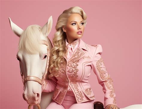 Premium AI Image | Barbie doll is riding a horse