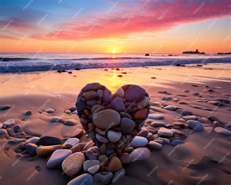 Premium AI Image | a heart shaped rock on a beach