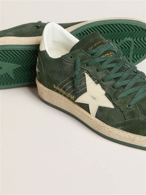 Women's Ball Star in green suede with white leather star and heel tab