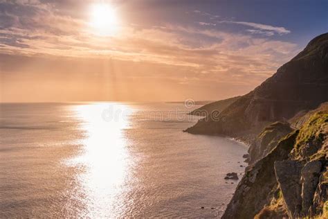 Sunrise with Sun Star on a Cliff Walk between Bray and Greystones Stock ...