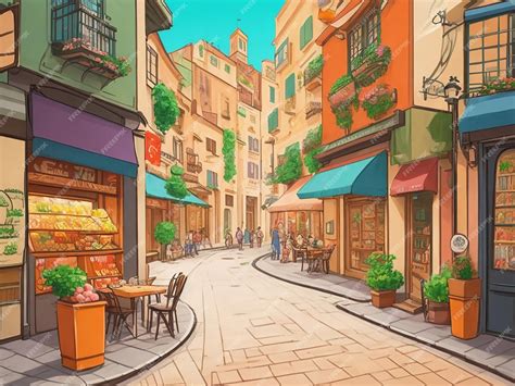 Premium AI Image | Street Food Culinary Cartoon Illustration