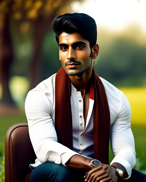 Lexica - A slim handsome indian boy with smooth brown skin wearing a