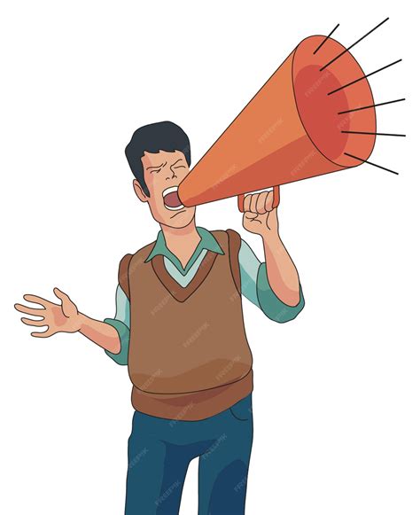 Premium Vector | A man shouting loudly on a speaker