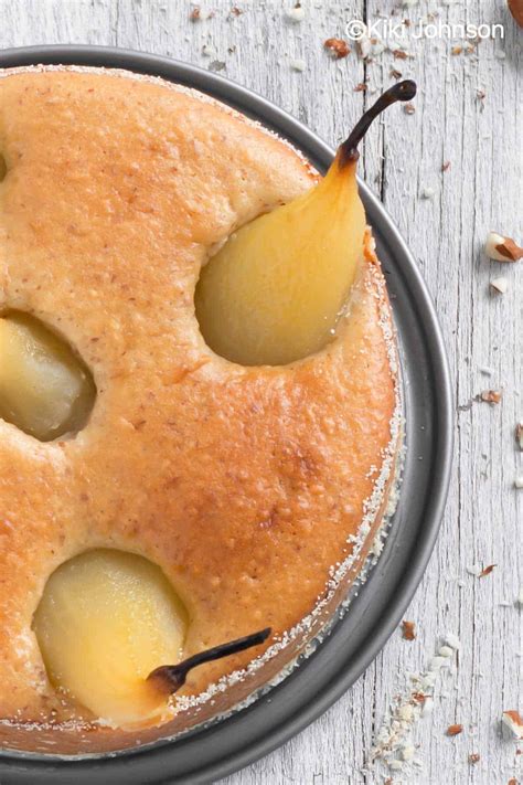 Poached Pear Cake with Marzipan - Cinnamon&Coriander