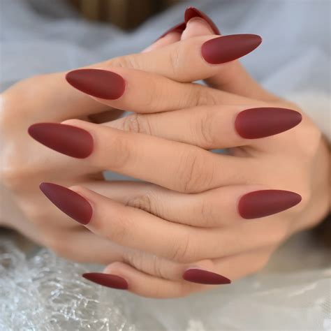 Maroon Almond Nails