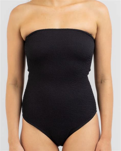 Shop Billabong Summer High Bandeau One Piece Swimsuit In Black Sands