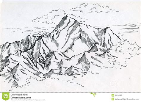 Mountain Range Sketch at PaintingValley.com | Explore collection of ...