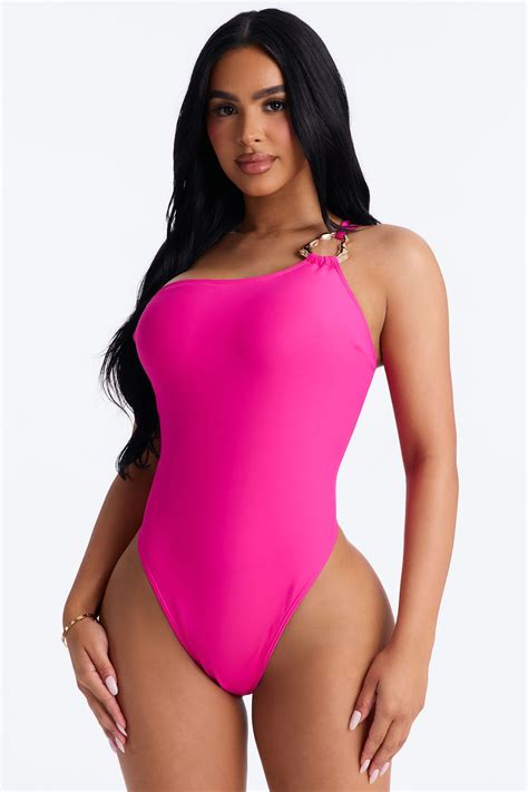 Amira One Shoulder 1 Piece Swimsuit - Fuchsia | Fashion Nova