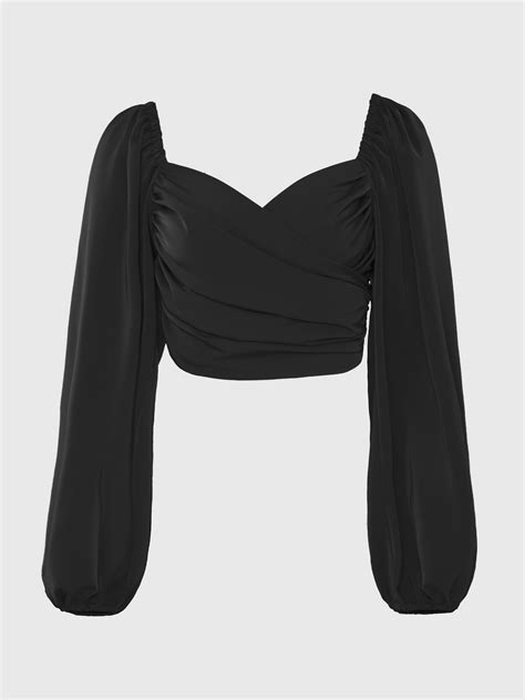 Puff sleeve cropped top :: LICHI - Online fashion store