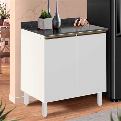 Balcão De Cozinha Magazine Luiza Preço - Balcão para cozinha branco de MDF com 2 portas - NICIOLI - Gabinete de ...