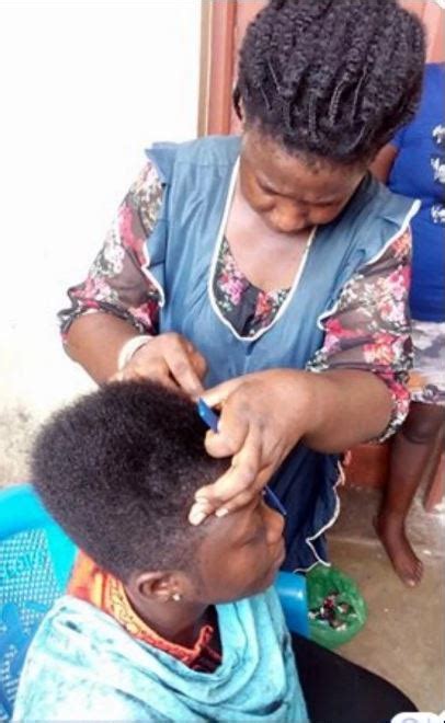 meet  female barber showing  skills  amazing haircut