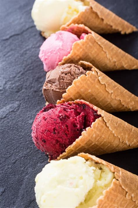 Ice cream waffle cones stock photo. Image of refreshing - 148829202