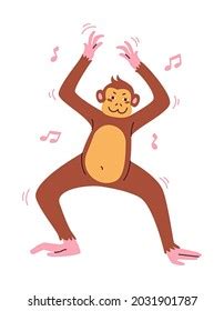 dancing monkey isolated  white background stock illustration