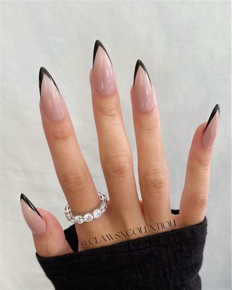 French Tip Nails Long Black at Chris Erickson blog