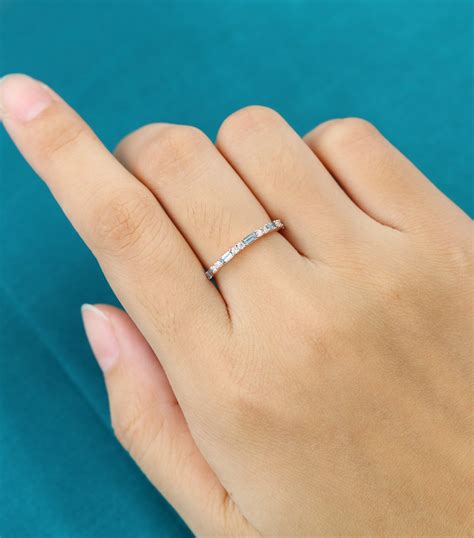 Moissanite wedding band vintage Rose gold wedding band women | Etsy