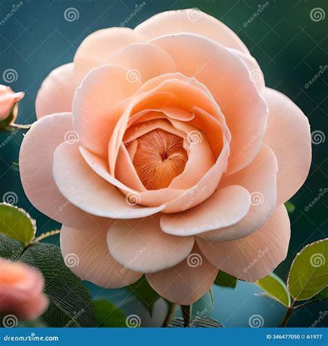 Peach Rose Flower Scient. Name Rosa, AI Generated Stock Illustration