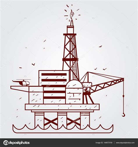 drilling rig line drawing 3