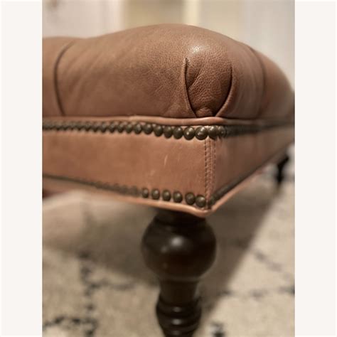 Lillian August Leather Tufted Coffee Table Ottoman - AptDeco