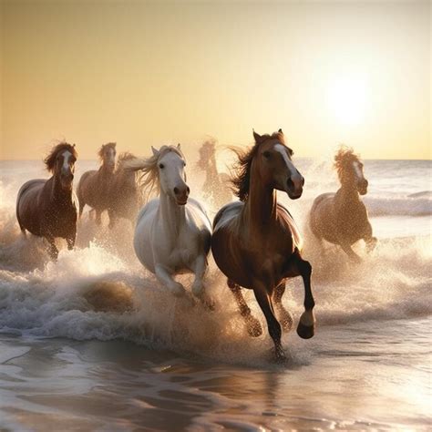 Premium Photo | Horse running at the beach