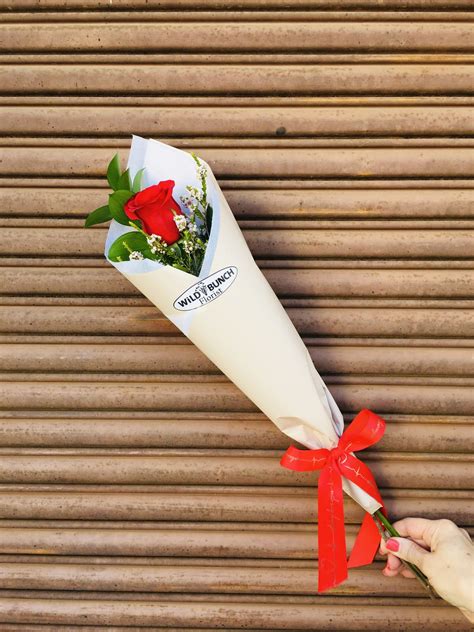Single Red Rose Wrapped – Wild Bunch Florist | Broken Hill