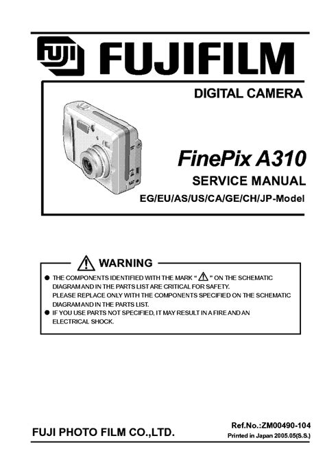 FUJIFILM FINEPIX A310 SM Service Manual download, schematics, eeprom ...