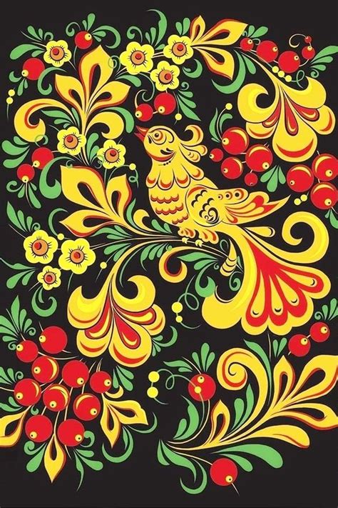 Khokhloma painting | Russia | Рисунки, Русское народное искусство ...