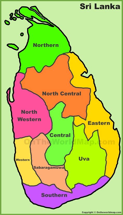 Administrative divisions map of Sri Lanka