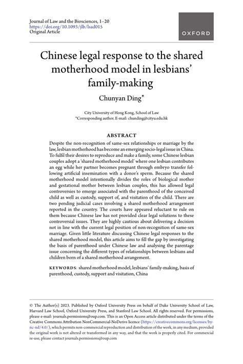 chinese legal response   shared motherhood model  lesbians