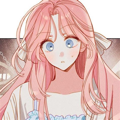 source manhwa  raised  black dragon pfp icon cute pink hair girl