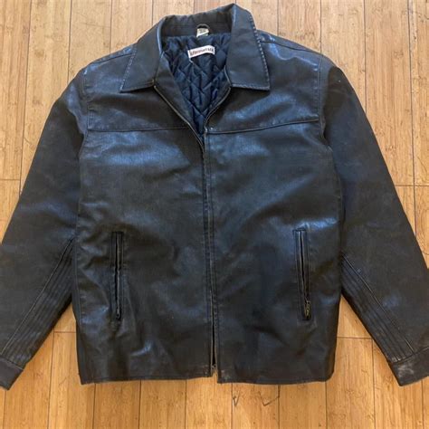 Vintage Aeropostale Black Leather Jacket Xl Missing... - Depop