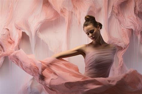 A graceful French ballerina in a minimalist leotard within a palette of ...