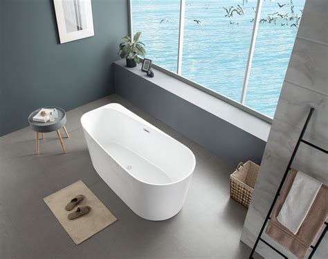 Bathrooms Morden Freestanding Seamless Acrylic Bathtub with Slim Rim