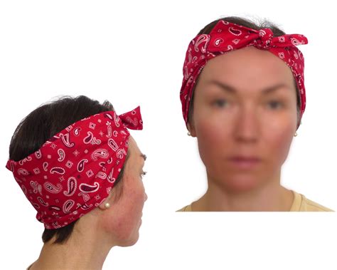 Multi-Purpose wide Headband, Red Paisley Bandana