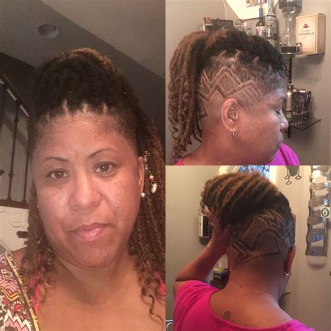 shaved sides with faux locs
