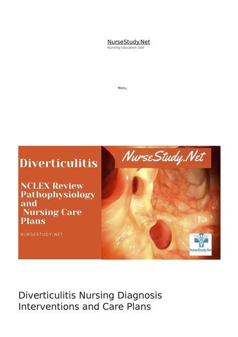 Diverticulitis Nursing Diagnosis and Nursing Care Plans - NurseStudy