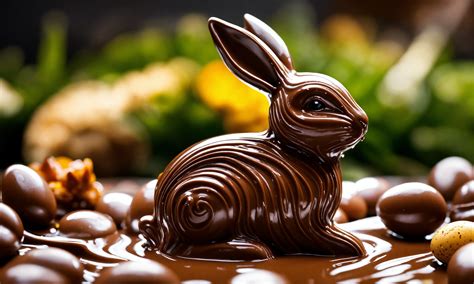 Lexica - Chocolate bunny chocolate sculpture with swirl with