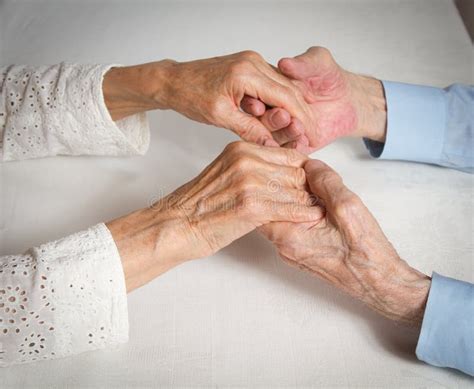 Happy Elderly Couple. Old People Holding Hands. Stock Image - Image of ...