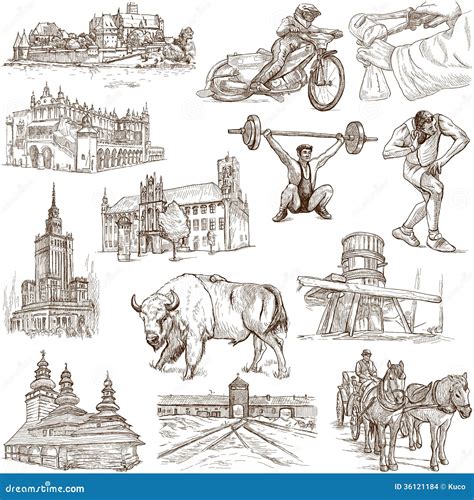 Poland stock vector. Illustration of coach, customs, buildings - 36121184