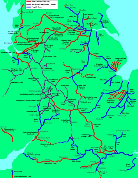 Map Of Uk Canals Network - TravelsFinders.Com