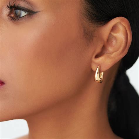 gold teardrop hoop earrings  solid gold rings ferkos